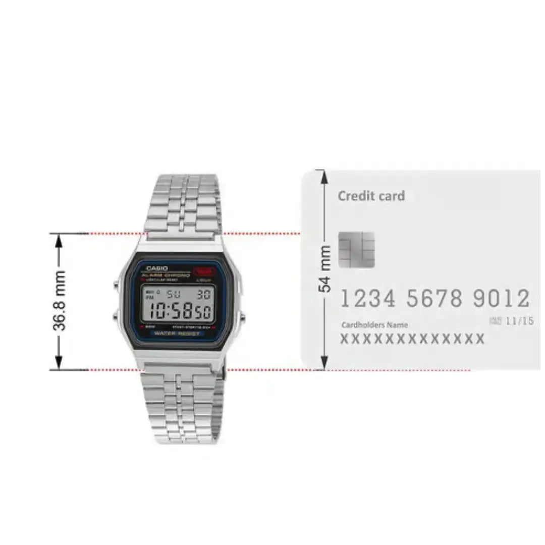 Luna Retro Digital Watch – A159W Silver Edition